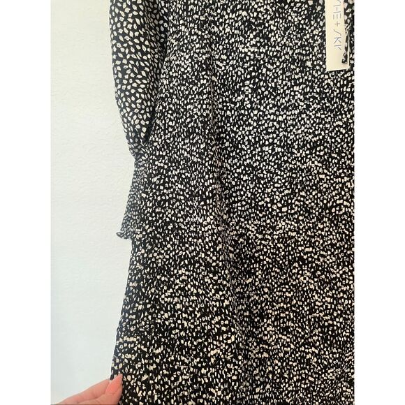 Women's She + Sky Leaf Long Sleeve Dress Fall Medium Boho Square Neck Midi NEW N - Picture 4 of 7